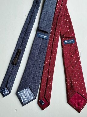 T.M.Lewin  2 gorgeous slim ties a wool and a silk hand made ties NWOT